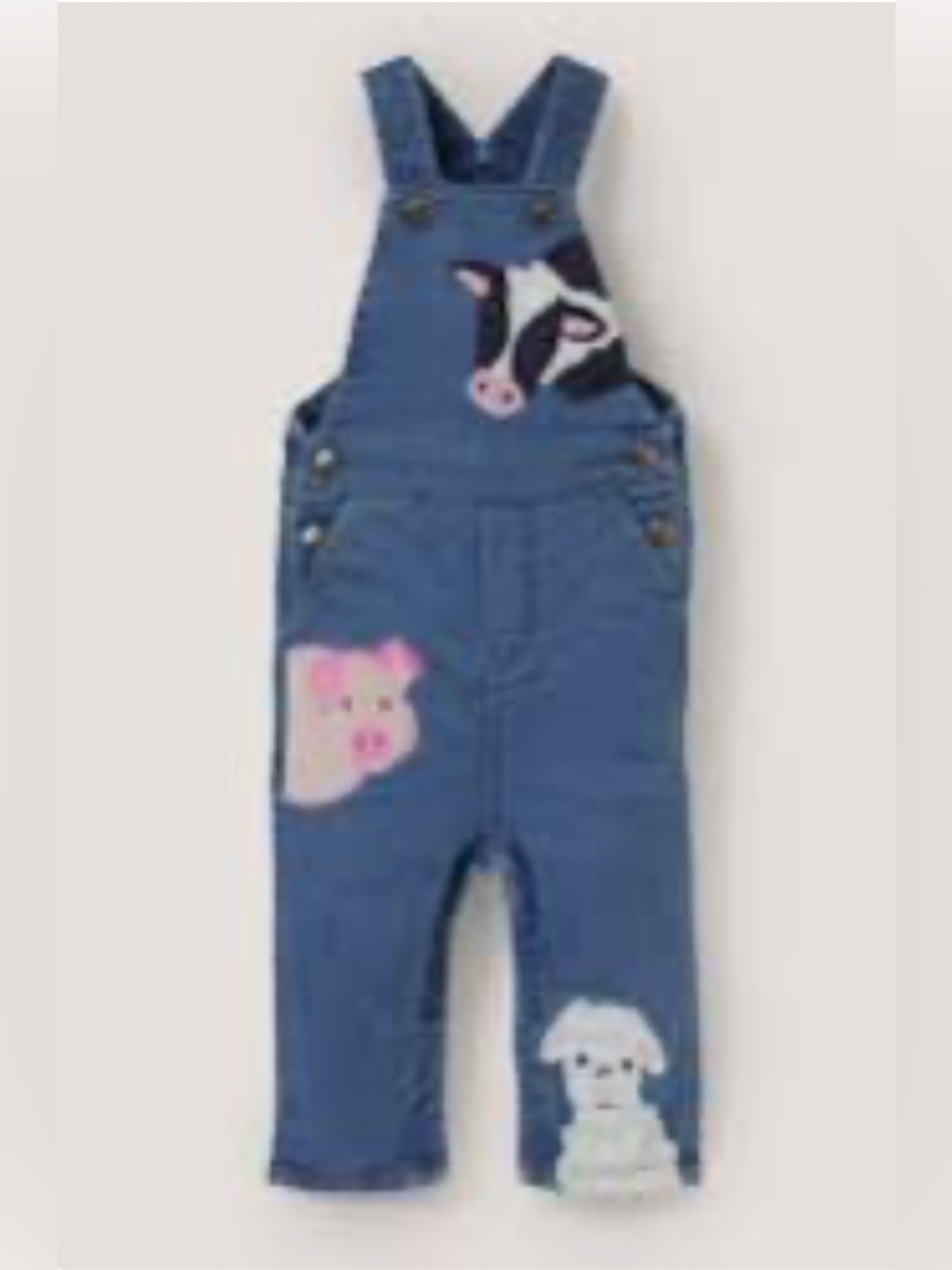 Baby Boden Denim Overalls with Farm Animal Appliqués | Blue